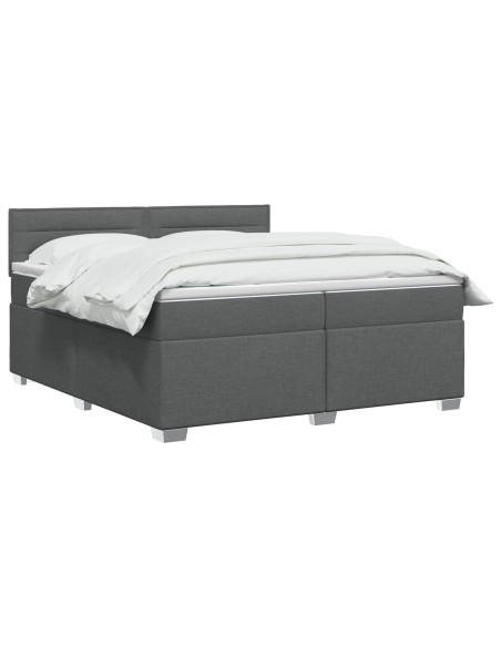 Letto con Box Spring, Materasso e LED Grigio Scuro 200 x 200 cm