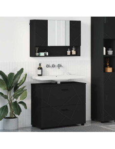 Set di mobili per il bagno con cassetto con porta 2 pcs Nero