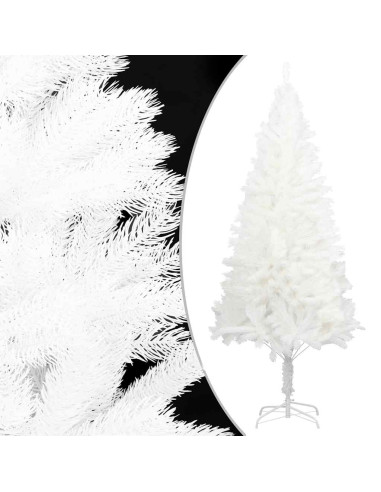 Albero di Natale Preilluminato con Palline Bianco 210 cm