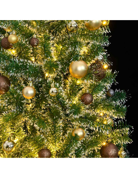 Albero di Natale Artificiale con 300 LED Palline e Neve 240 cm