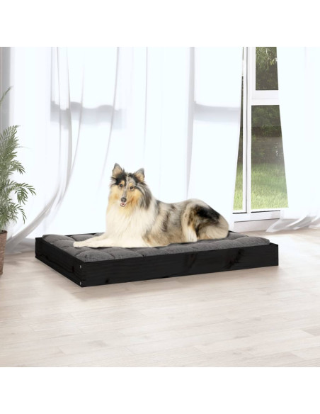 Cuccia per Cani Nera 91,5x64x9 cm in Legno Massello di Pino