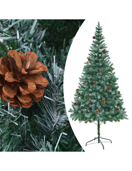 Albero di Natale Preilluminato con Palline e Pigne 210 cm