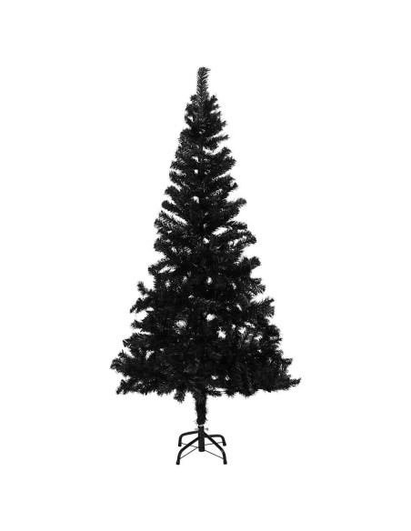 Albero di Natale Preilluminato con Palline Nero 240 cm PVC