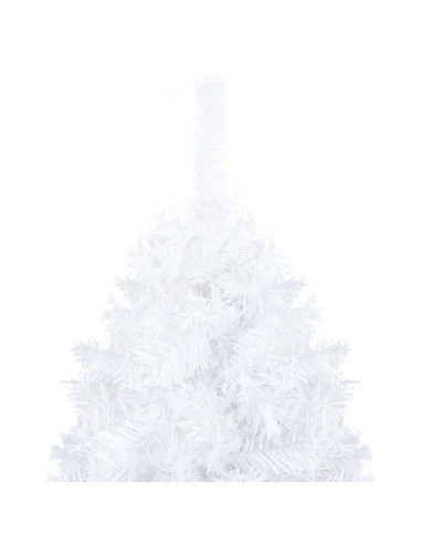 Albero di Natale Preilluminato con Palline Bianco 210 cm PVC