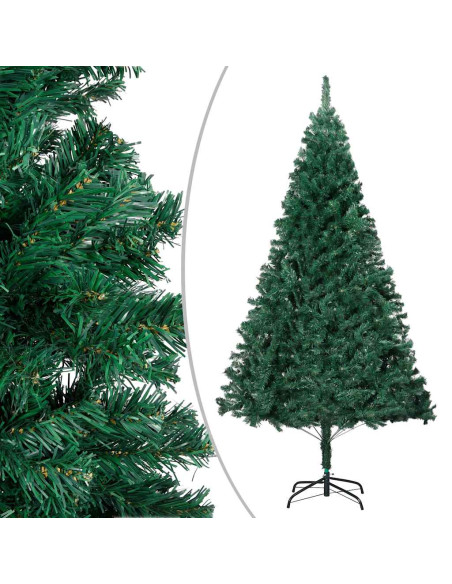 Albero di Natale Preilluminato con Palline Verde 210 cm PVC