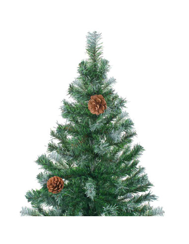 Albero di Natale Preilluminato con Palline e Pigne 210 cm