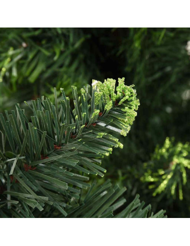 Albero di Natale Preilluminato con Palline Verde 210 cm