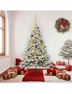 Albero di Natale Artificiale Pre-illuminato con Set di Palline