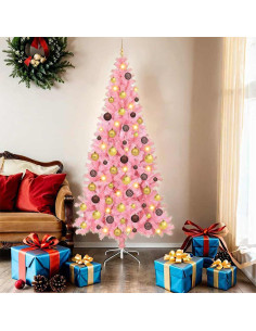 Albero di Natale con 300 LED con supporto Rosa 180 cm PVC