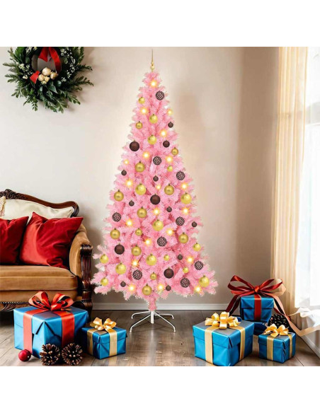 Albero di Natale con 300 LED con supporto Rosa 180 cm PVC