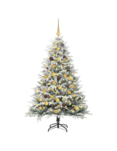 Albero di Natale Artificiale Pre-illuminato con Set di Palline