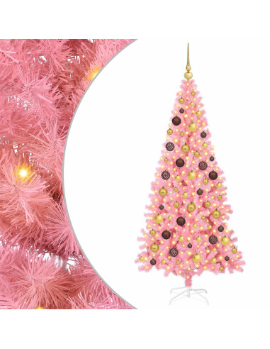 Albero di Natale con 300 LED con supporto Rosa 180 cm PVC