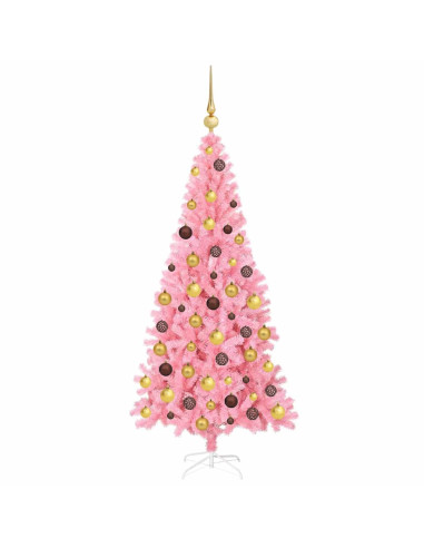 Albero di Natale con 300 LED con supporto Rosa 180 cm PVC