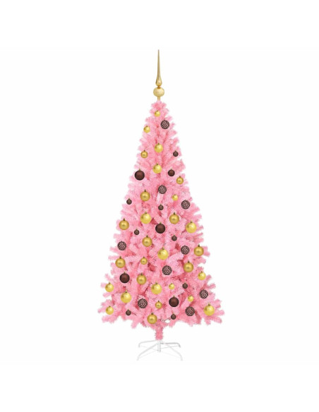 Albero di Natale con 300 LED con supporto Rosa 180 cm PVC