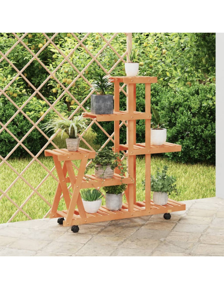 Portafiori con Ruote 95x25x101 cm in Legno Massello di Abete