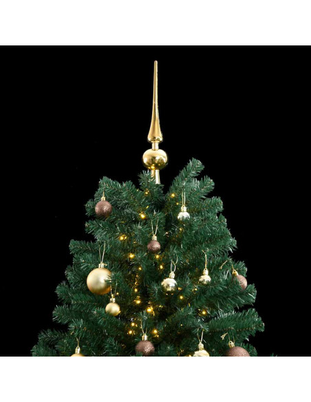 Albero Natale Incernierato con 300 LED e Palline 180 cm
