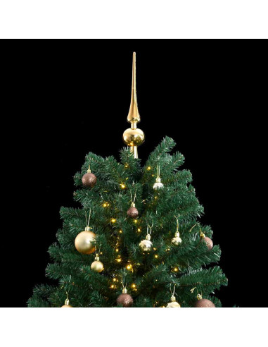Albero Natale Incernierato con 300 LED e Palline 210 cm