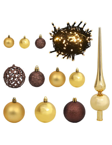 Set Albero Natale Artificiale a Metà LED Palline Bianco 210cm