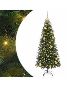 Albero di Natale artificiale con 300 LED Verde 180 cm PE e PVC 2