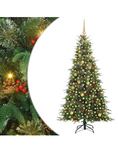 Albero di Natale Artificiale con Rami Pieghevoli Verde 210 cm 2