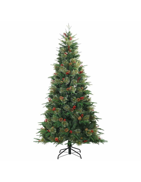 Albero di Natale Artificiale con Rami Pieghevoli Verde 210 cm
