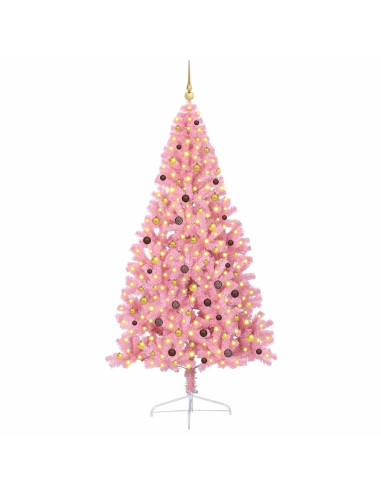 Albero di Natale artificiale con luci integrate Rosa 240 cm PVC