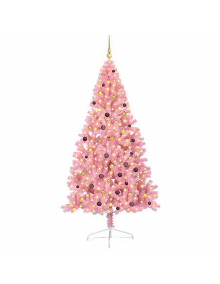 Albero di Natale artificiale con luci integrate Rosa 240 cm PVC
