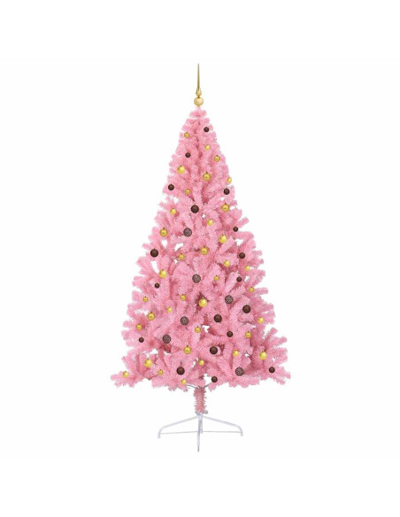Albero di Natale artificiale con luci integrate Rosa 240 cm PVC