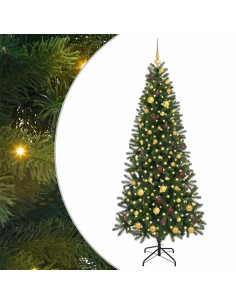 Albero di Natale artificiale con 300 LED Verde 210 cm PE e PVC 2