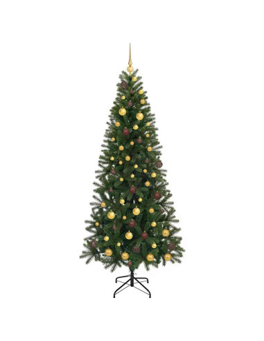 Albero di Natale artificiale con 300 LED Verde 210 cm PE e PVC