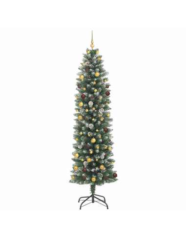 Albero di Natale Artificiale Sottile Verde e Bianco 240 cm