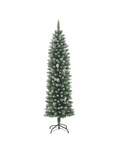 Albero di Natale Artificiale Sottile Verde e Bianco 240 cm