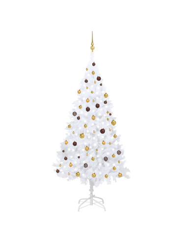 Albero di Natale Preilluminato con Palline Bianco 240 cm PVC