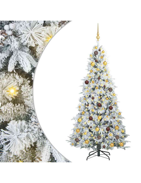 Albero di Natale Artificiale con Rami Pieghevoli Bianco 210 cm