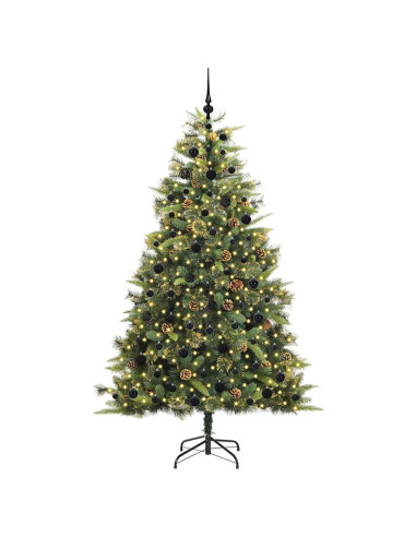 Albero di Natale artificiale pieghevole con coni Verde 210 cm