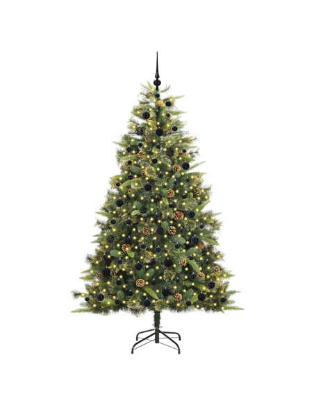 Albero di Natale artificiale pieghevole con coni Verde 210 cm