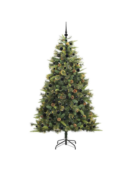 Albero di Natale artificiale pieghevole con coni Verde 210 cm