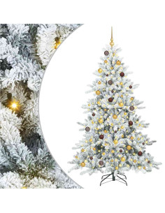 Albero di Natale Artificiale con Rami Pieghevoli Bianco 210 cm 2