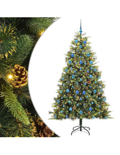 Albero di Natale artificiale pieghevole con coni Verde 210 cm 2