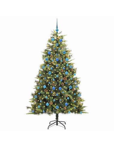 Albero di Natale artificiale pieghevole con coni Verde 210 cm