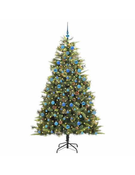 Albero di Natale artificiale pieghevole con coni Verde 210 cm