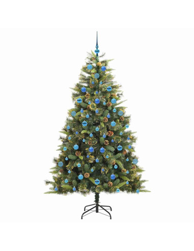 Albero di Natale artificiale pieghevole con coni Verde 210 cm