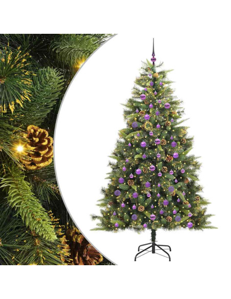 Albero di Natale artificiale pieghevole con coni Verde 210 cm