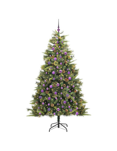 Albero di Natale artificiale pieghevole con coni Verde 210 cm