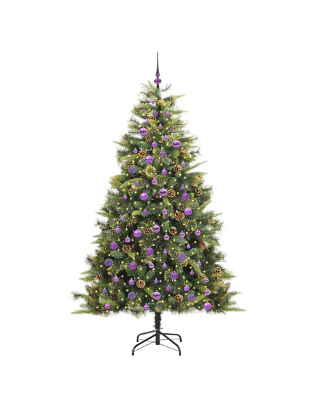 Albero di Natale artificiale pieghevole con coni Verde 210 cm