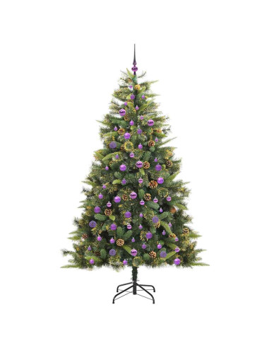 Albero di Natale artificiale pieghevole con coni Verde 210 cm
