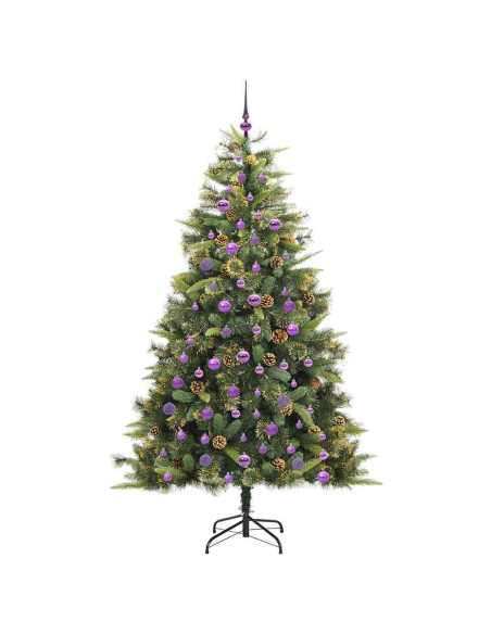 Albero di Natale artificiale pieghevole con coni Verde 210 cm