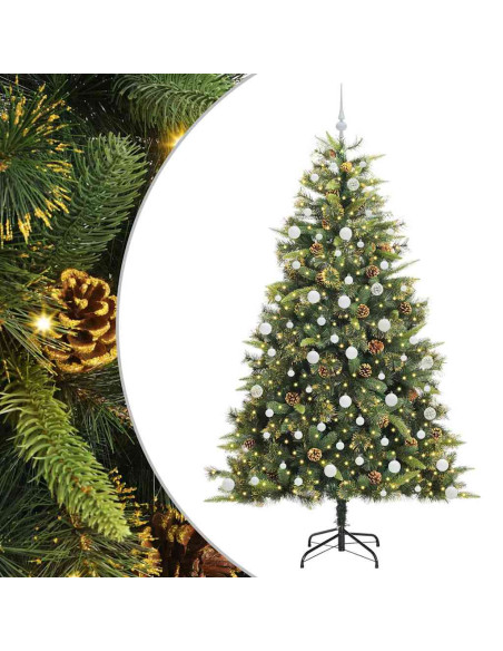 Albero di Natale artificiale pieghevole con coni Verde 210 cm