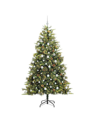 Albero di Natale artificiale pieghevole con coni Verde 210 cm