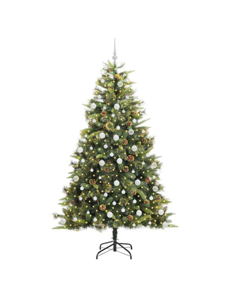 Albero di Natale artificiale pieghevole con coni Verde 210 cm